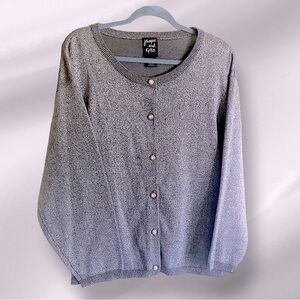 Glittering Metallic Grey Button up Cardigan Holiday Ready Size 18-20 NEW